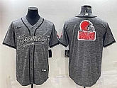 Men's Cleveland Browns Gray Team Big Logo With Patch Cool Base Stitched Baseball Jersey,baseball caps,new era cap wholesale,wholesale hats